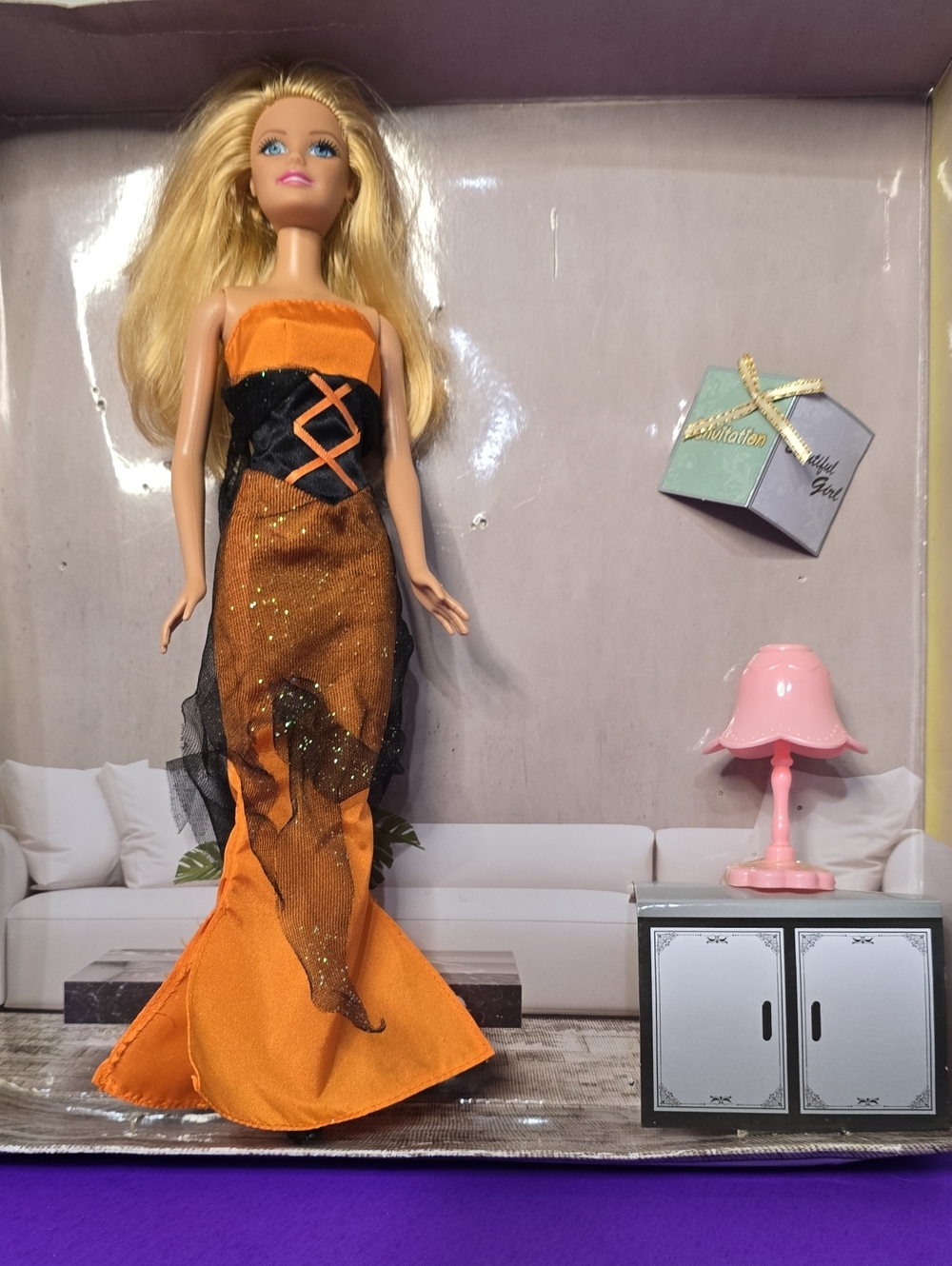 Classic Barbie Doll in Orange Mermaid Gown